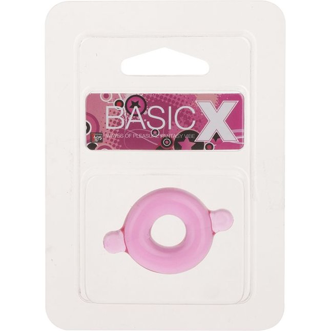 Розовое эрекционное кольцо с ушками для удобства надевания BASICX TPR COCKRING PINK - BasicX. Фотография 2.