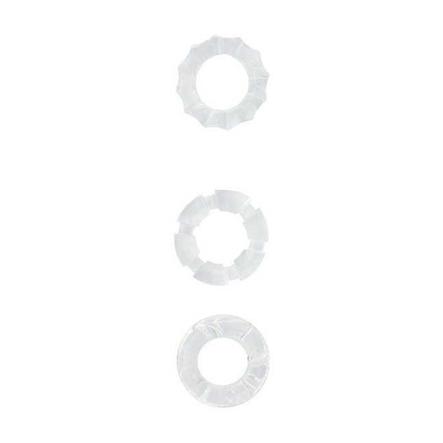 Набор из 3 прозрачных эрекционных колец MENZSTUFF STRETCHY COCK RINGS - MenzStuff