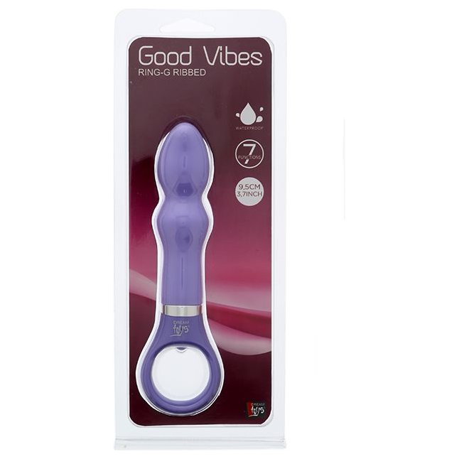 Фиолетовый анальный вибратор GOOD VIBES RING-G RIBBED - 15,5 см - Good Vibes. Фотография 2.