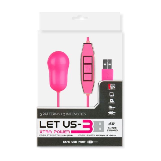 Розовый вибростимулятор с питанием от USB LET US-B 10 RHYTHMS BULLET LARGE PINK - Let Us-b. Фотография 2.