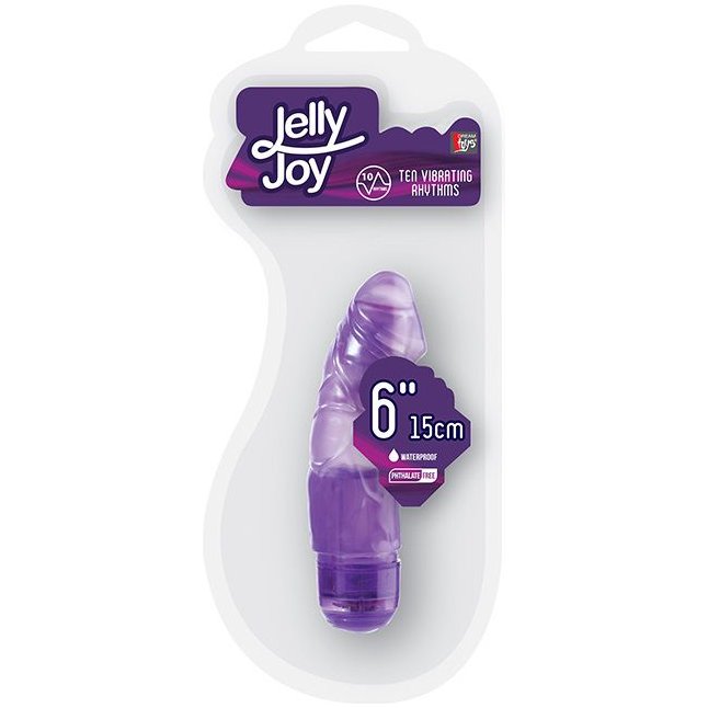 Фиолетовый вибромассажёр JELLY JOY 6INCH 10 RHYTHMS - 15 см - Jelly Joy. Фотография 3.