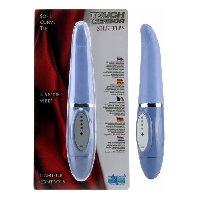 Фиолетовый вибромассажёр Touch Sensor Silk Tip - 20 см