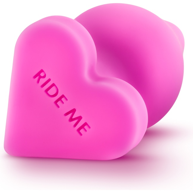 Розовый анальный плаг с основанием-сердечком RIDE ME - 10,6 см - Naughty Candy Hearts. Фотография 2.