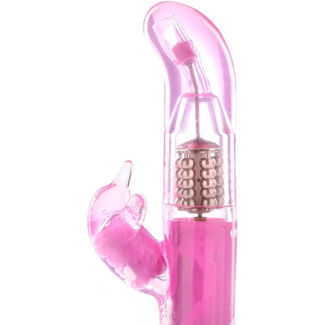 Розовый вибромассажёр для стимуляции G-точки и клитора THE DONATELLA JELLY G. Фотография 4.