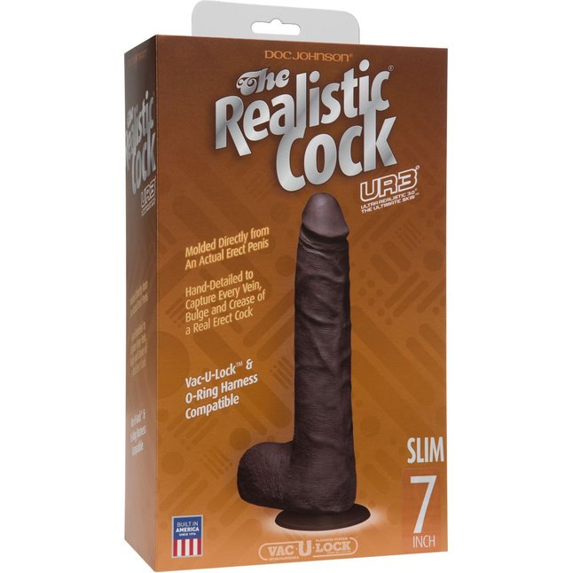 Черный дилдо с мошонкой на присоске - 19 см - The Realistic Cock. Фотография 4.