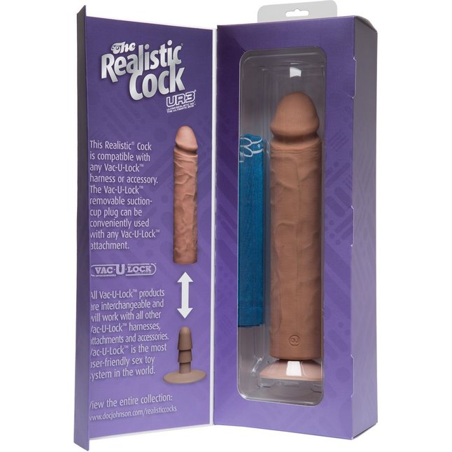 Коричневый фаллоимитатор без мошонки - 27 см - The Realistic Cock. Фотография 2.
