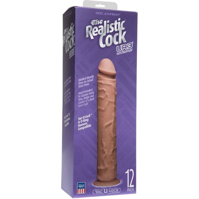 Большой коричневый фаллоимитатор на присоске - 31 см - The Realistic Cock. Фотография 3.