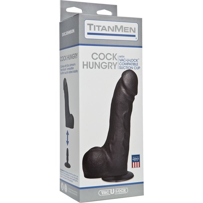 Черный фаллоимитатор на присоске Cock Hungry - 26,7 см - TitanMen. Фотография 2.