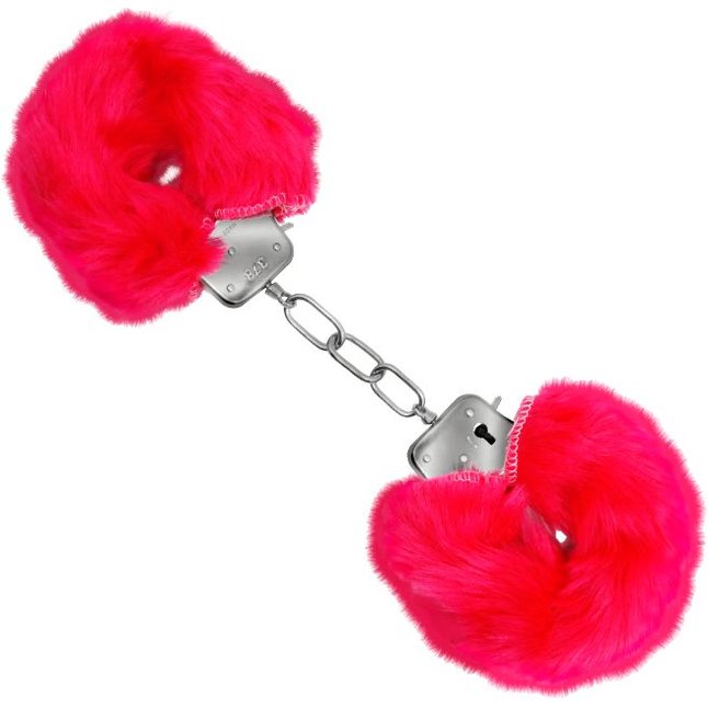 Красные меховые наручники Love с ключиками. Фотография 2.