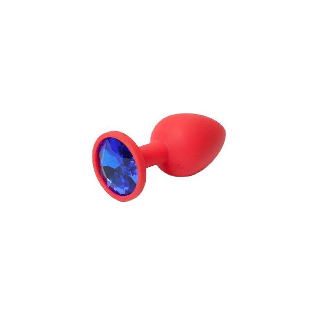 Красная силиконовая пробка с синим стразом - 7,1 см