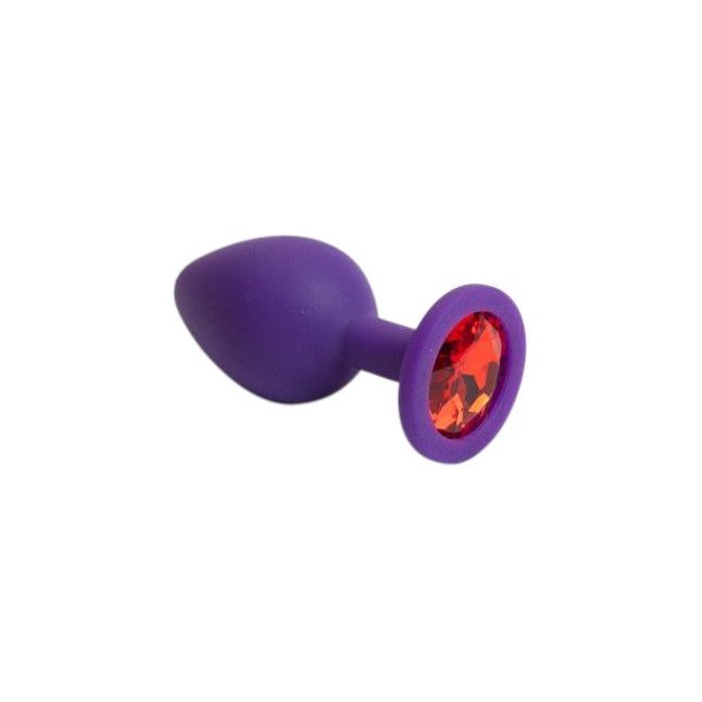 Фиолетовая силиконовая пробка с алым стразом - 8,2 см