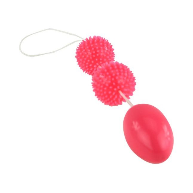 Розовые анальные шарики с рельефом. Фотография 4.