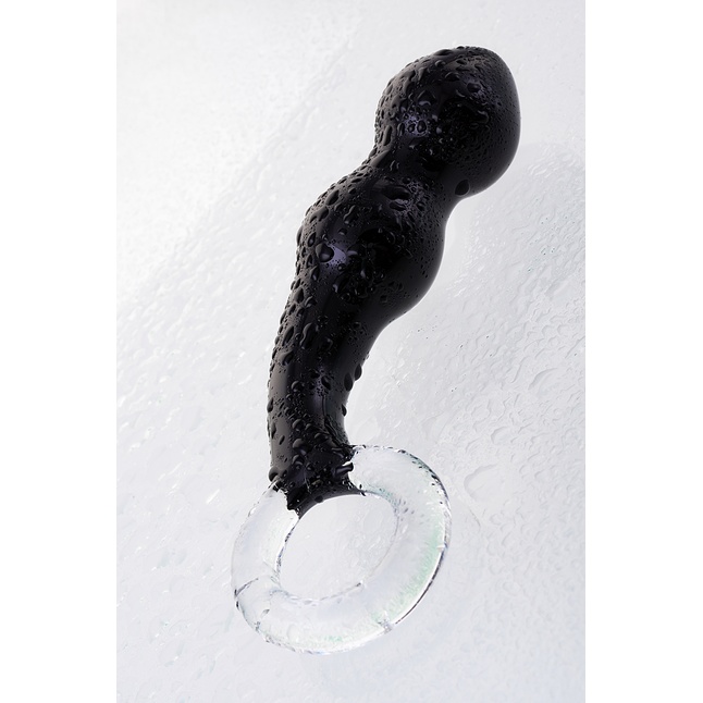 Чёрный анальный стимулятор из стекла с ручкой-кольцом - 17 см - Sexus Glass. Фотография 6.
