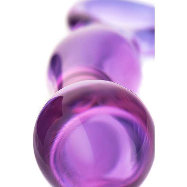 Фиолетовый стеклянный фаллоимитатор с ручкой-кольцом - 17,5 см - Sexus Glass. Фотография 5.