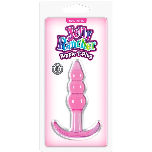 Розовая анальная пробка Jelly Rancher T-Plug Ripple - 10,9 см - Jelly Rancher