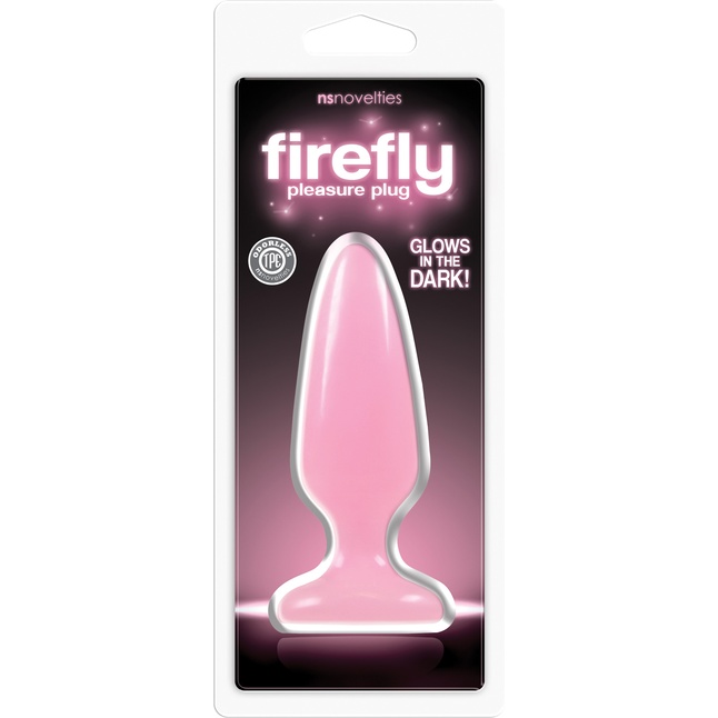 Розовая, светящаяся в темноте анальная пробка Firefly Pleasure Plug Medium Pink - 12,7 см - Firefly. Фотография 2.