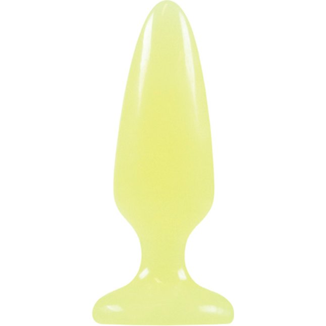 Желтая, светящаяся в темноте анальная пробка Firefly Pleasure Plug Medium Yellow - 12,7 см - Firefly. Фотография 2.