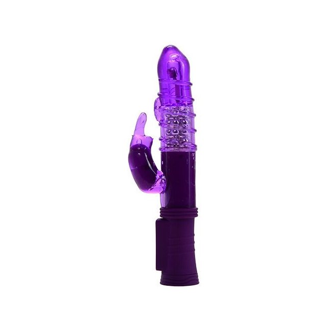 Фиолетовый вибратор MAGIC TALES SPELLING RABBIT со спиралью на стволе - 22,5 см - Magic tales