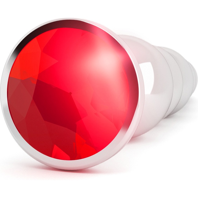 Серебристая анальная ёлочка с красным кристаллом - 14,5 см - Rich. Фотография 2.