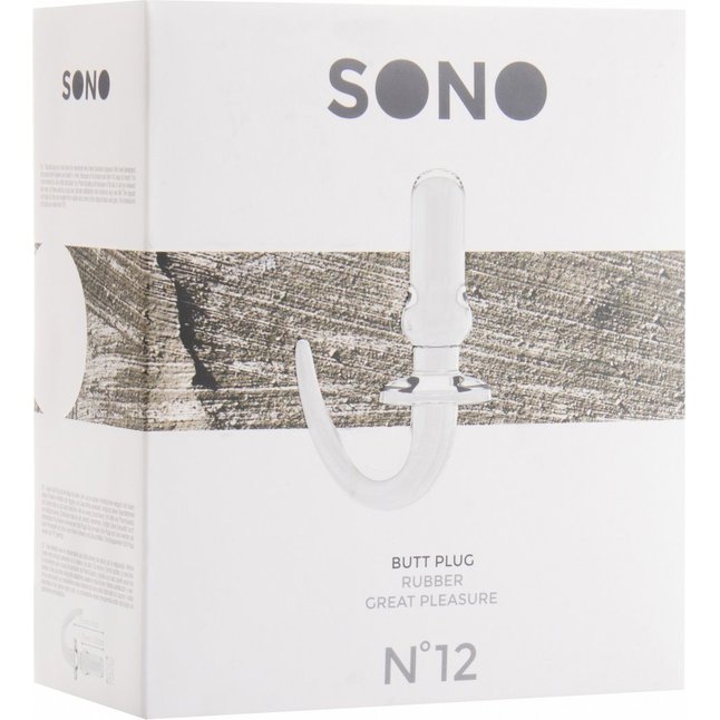 Прозрачная анальная пробка SONO №12 с хвостиком-ручкой - Sono. Фотография 2.