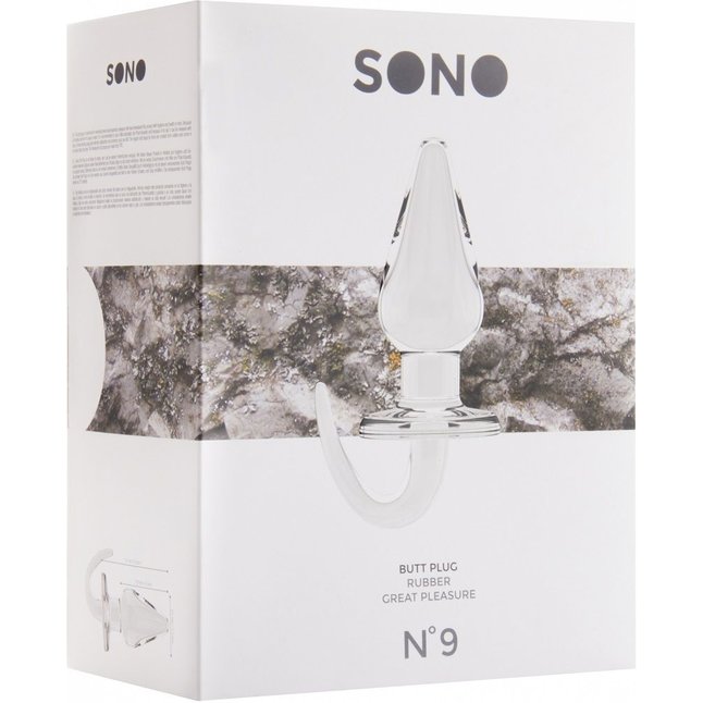Прозрачная анальная пробка SONO №9 с гибкой ручкой - Sono. Фотография 2.