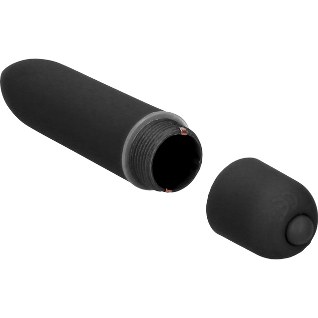 Чёрная удлинённая вибропуля Power Bullet Black - 8,3 см - Shots Toys. Фотография 3.