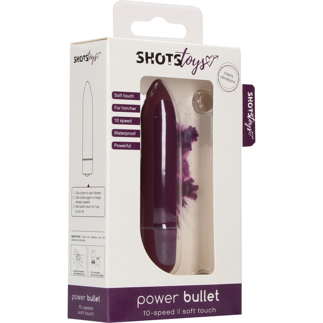 Фиолетовая удлинённая вибропуля Power Bullet Purple - 8,3 см - Shots Toys. Фотография 4.