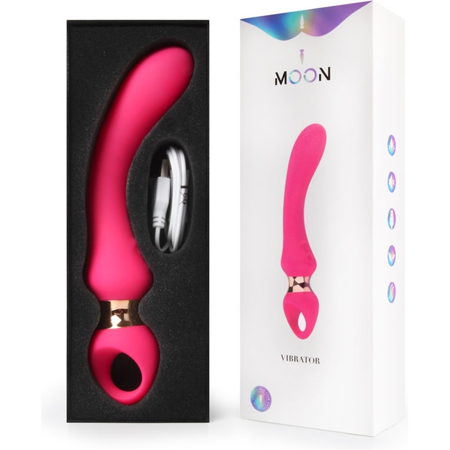 Розовый изогнутый вибромассажер Moon Vibrator - 21,1 см. Фотография 12.