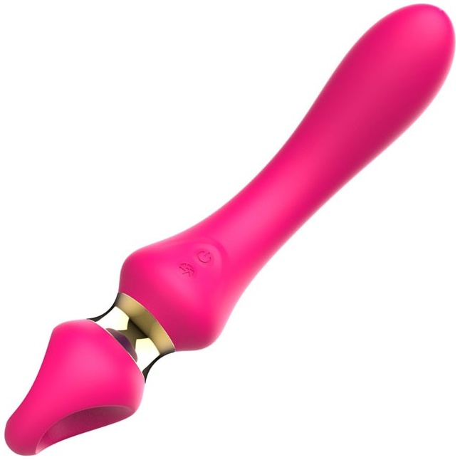 Розовый изогнутый вибромассажер Moon Vibrator - 21,1 см. Фотография 10.