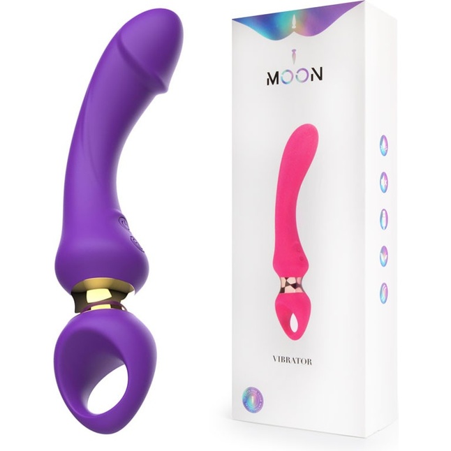 Фиолетовый изогнутый вибромассажер Moon Vibrator - 21,1 см. Фотография 2.