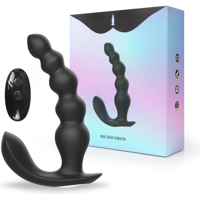 Черная анальная виброёлочка Anal Bead Vibrator с пультом ДУ. Фотография 2.