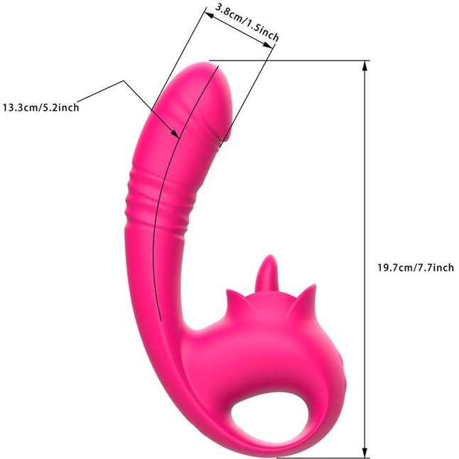 Розовый изогнутый вибратор с фрикциями - 19,7 см. Фотография 3.