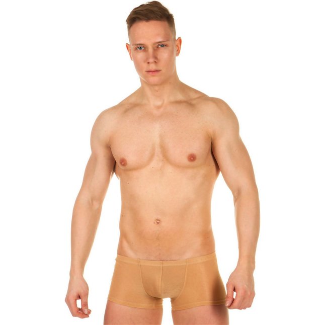 Бежевые трусы-хипсы с текстурой в виде роз на ткани Beige Rose Boxer. Фотография 3.