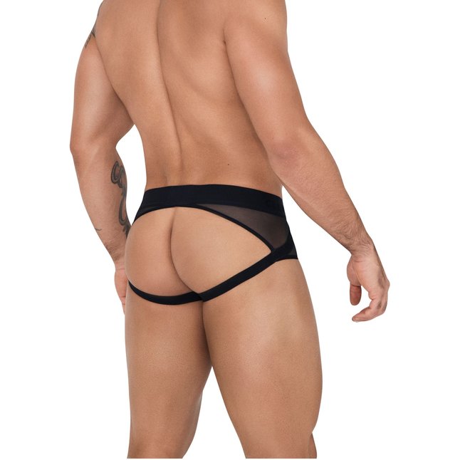 Черные мужские трусы-джоки Caspian Jockstrap. Фотография 3.