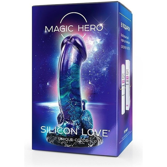 Оригинальный фаллоимитатор с широким фигурным основанием - 19 см - MAGIC HERO. Фотография 3.