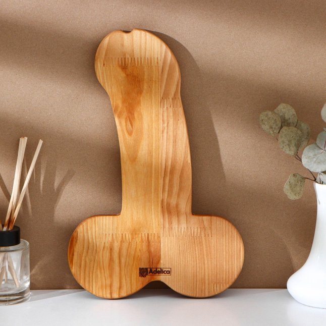 Деревянное блюдо для подачи в форме члена (32,5 х 20 х 1,7 см). Фотография 5.