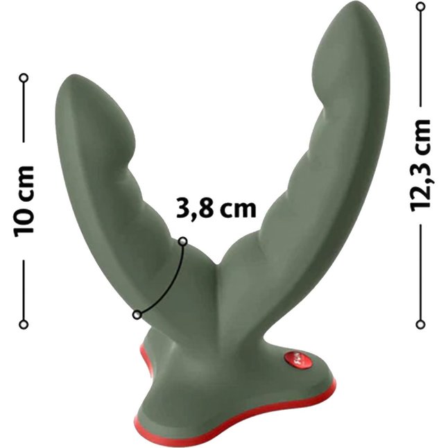 Оливковый двойной фаллоимитатор Ryde - 12,3 см. Фотография 3.