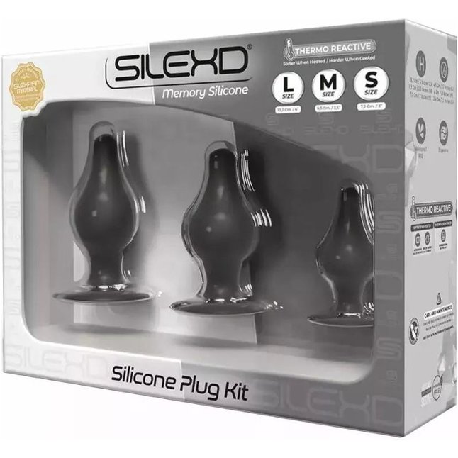 Набор из 3 черных анальных втулок SILEXD Silicone Plug Kit Model 2 - SILEXD. Фотография 2.