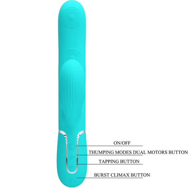 Мятный вибратор-кролик с пульсацией Perdita - 22,8 см - Pretty Love. Фотография 9.