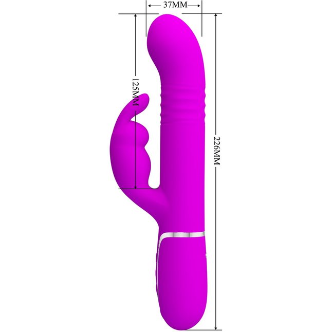 Лиловый вибратор Coale с ротацией бусин и возвратно-поступательными движениями - 22,6 см - Pretty Love. Фотография 4.