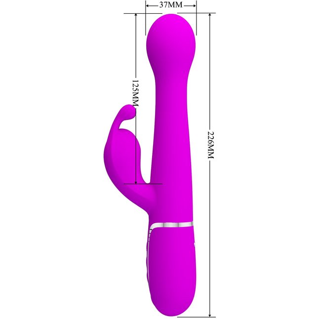 Лиловый вибратор-кролик Dejon с ротацией бусин и возвратно-поступательными движениями - 22,6 см - Pretty Love. Фотография 5.