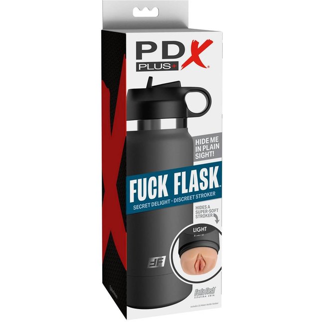 Серый мастурбатор в виде бутылки Fck Flask - PDX Plus. Фотография 2.