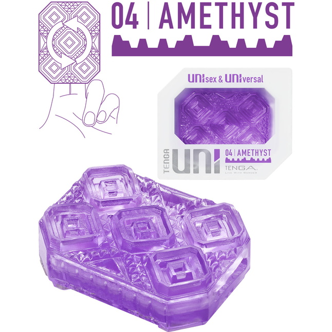 Фиолетовый мастурбатор-стимулятор Tenga Uni Amethyst - UNI Series. Фотография 6.