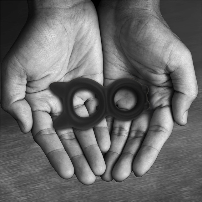 Черное двойное эрекционное кольцо Rooster Kalf. Фотография 8.