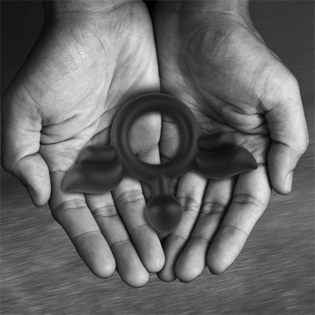 Черное эрекционное кольцо с крыльями Rooster Jeliel Angel. Фотография 7.