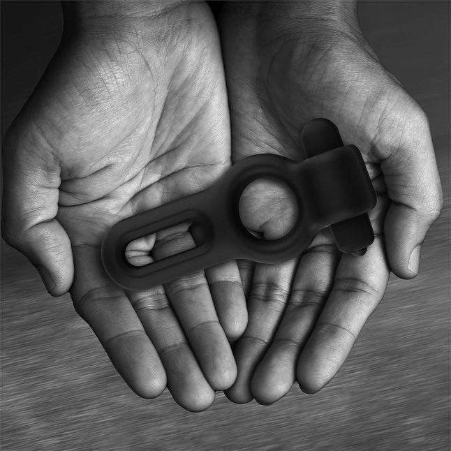 Черное двойное эрекционное виброкольцо Rooster Drake. Фотография 8.