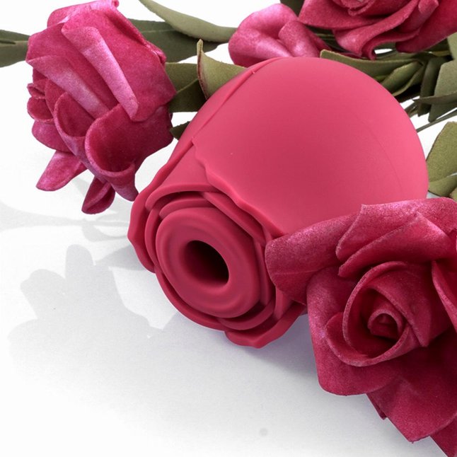 Красный вакуумный стимулятор Rose. Фотография 4.