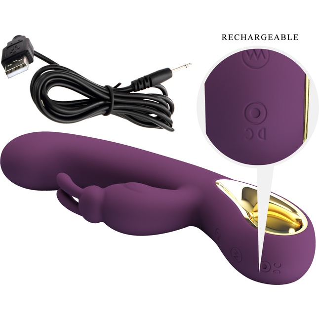 Сливовый вибратор-кролик Liam с управлением через приложение - 21 см - Pretty Love. Фотография 7.