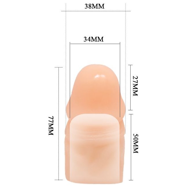 Телесная насадка на пенис - 7,7 см. Фотография 5.
