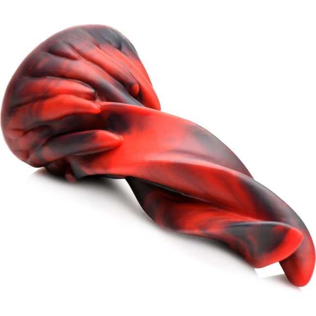 Красно-черный фантазийный фаллоимитатор Hell Kiss Twisted Tongues Silicone Dildo - 18,8 см - Creature Cocks. Фотография 3.